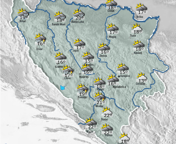 Umjereno do pretežno oblačno