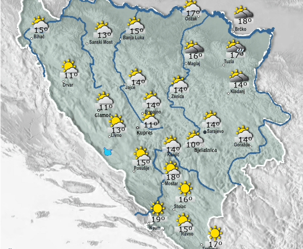 Umjereno do pretežno oblačno