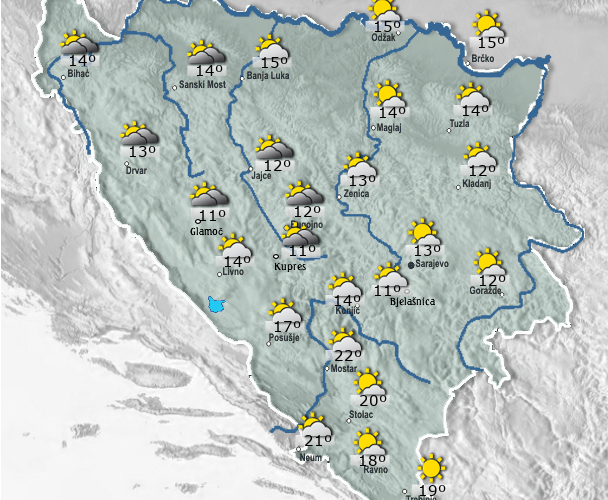 U Bosni oblačno a u Hercegovini sunčano