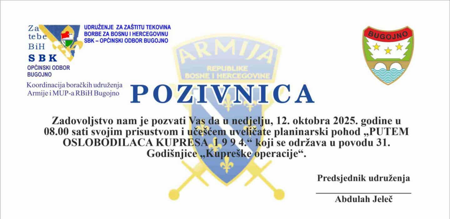 Planinarski pohod ” Putem oslobodilaca Kupresa 1994.”