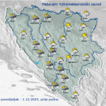 Jutro hladno sa mrazom i maglom, preko dana  oblačno