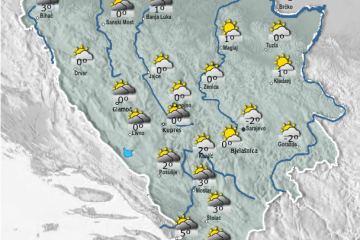 Jutro hladno sa mrazom i maglom, preko dana  oblačno