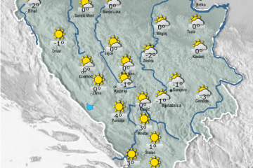 Na jugu sunčano a u ostatku zemlje umjereno do pretežno oblačno