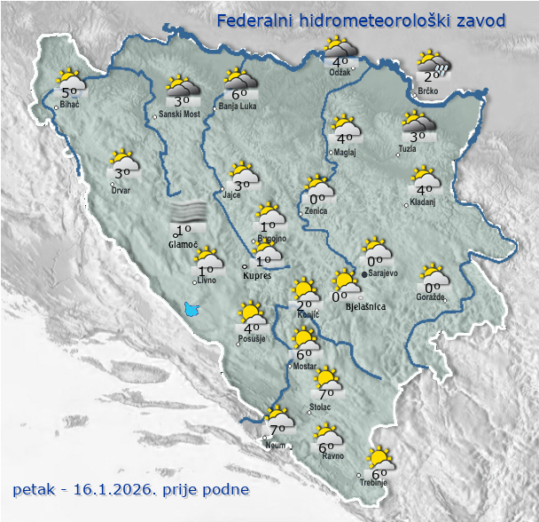 Jutro oblačno a poslijepodne sunčanije