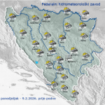 Pretežno oblačno sa kišom