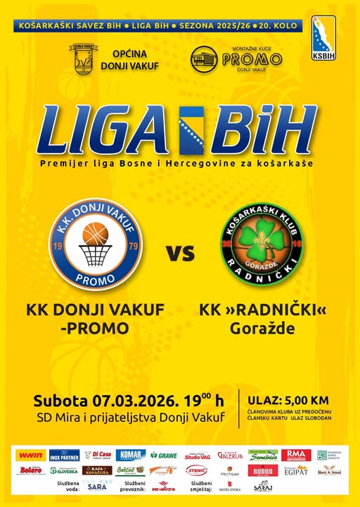 DONJI VAKUF – U SUBOTU MOŽDA I NAJVAŽNIJA UTAKMICA SEZONE ZA KK DONJI VAKUF-PROMO