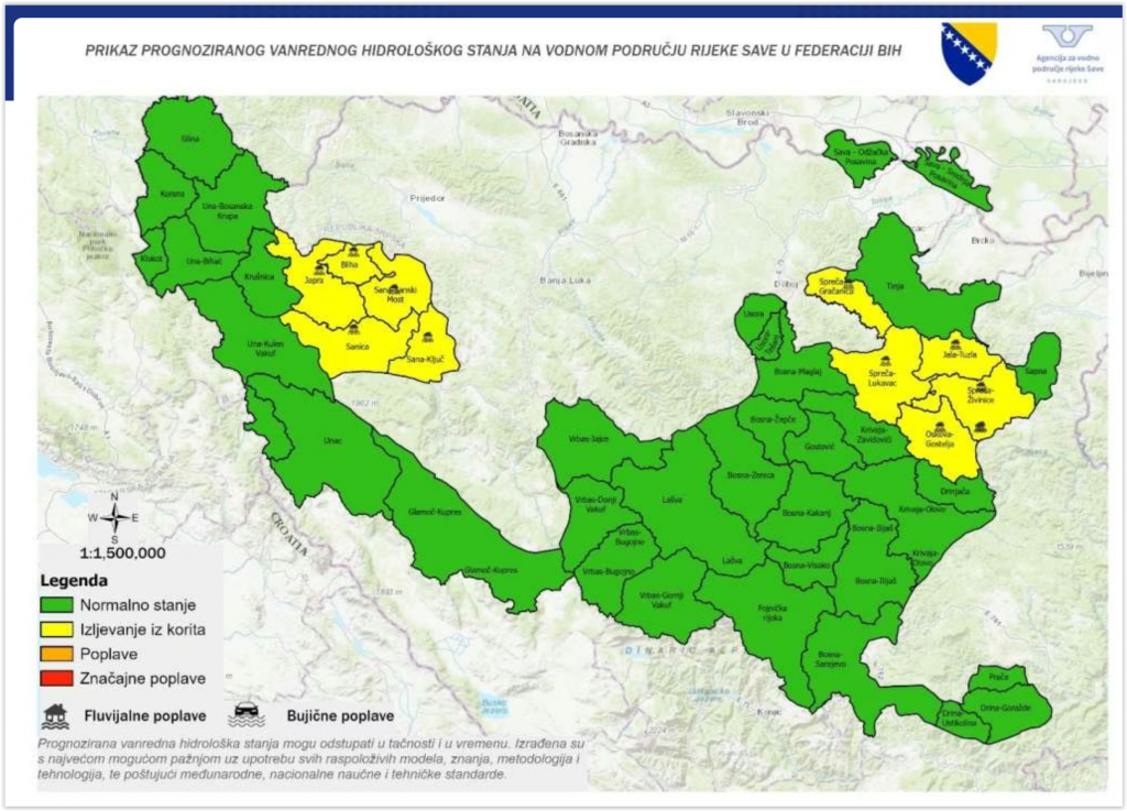 Donji Vakuf – Na sjeveru i sjeverozapadu Bosne očekuje se porast vodostaja na dijelu vodnog područja rijeke Save