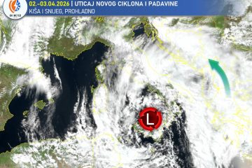 Donji Vakuf – utjecaj novog  ciklona, i dalje oblačno,prohladno uz padavine