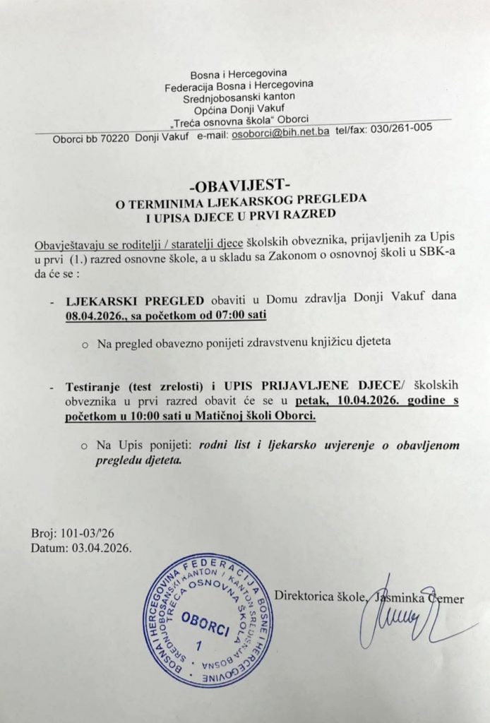 Donji Vakuf –  Treća osnovna škola Oborci