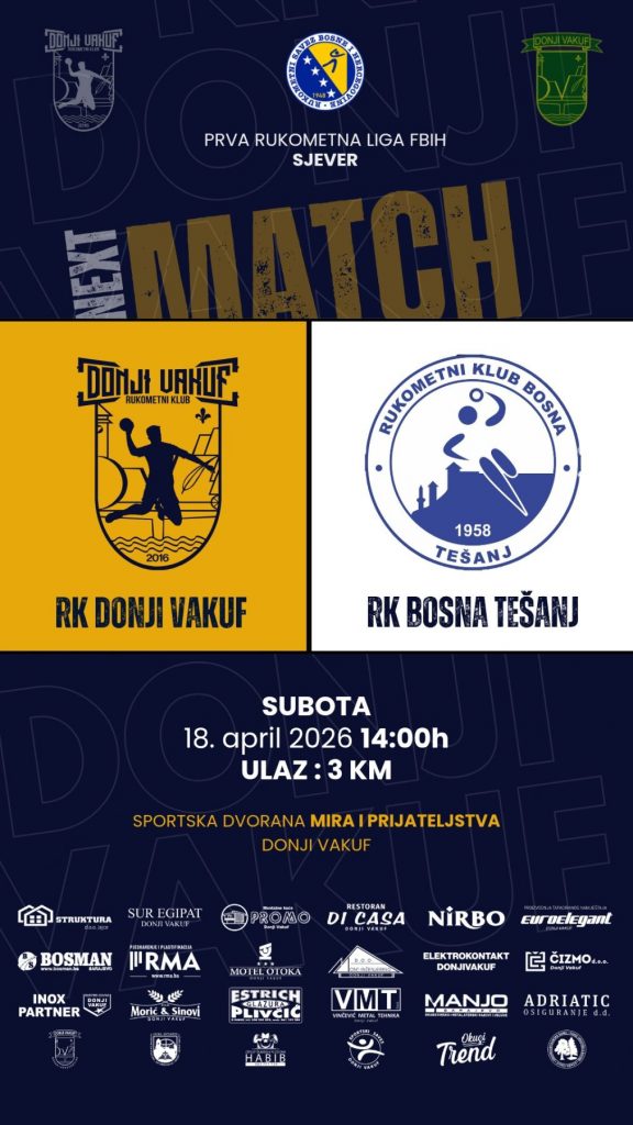 Donji Vakuf  –  Naši rukometaši domaćini Tešnjacima