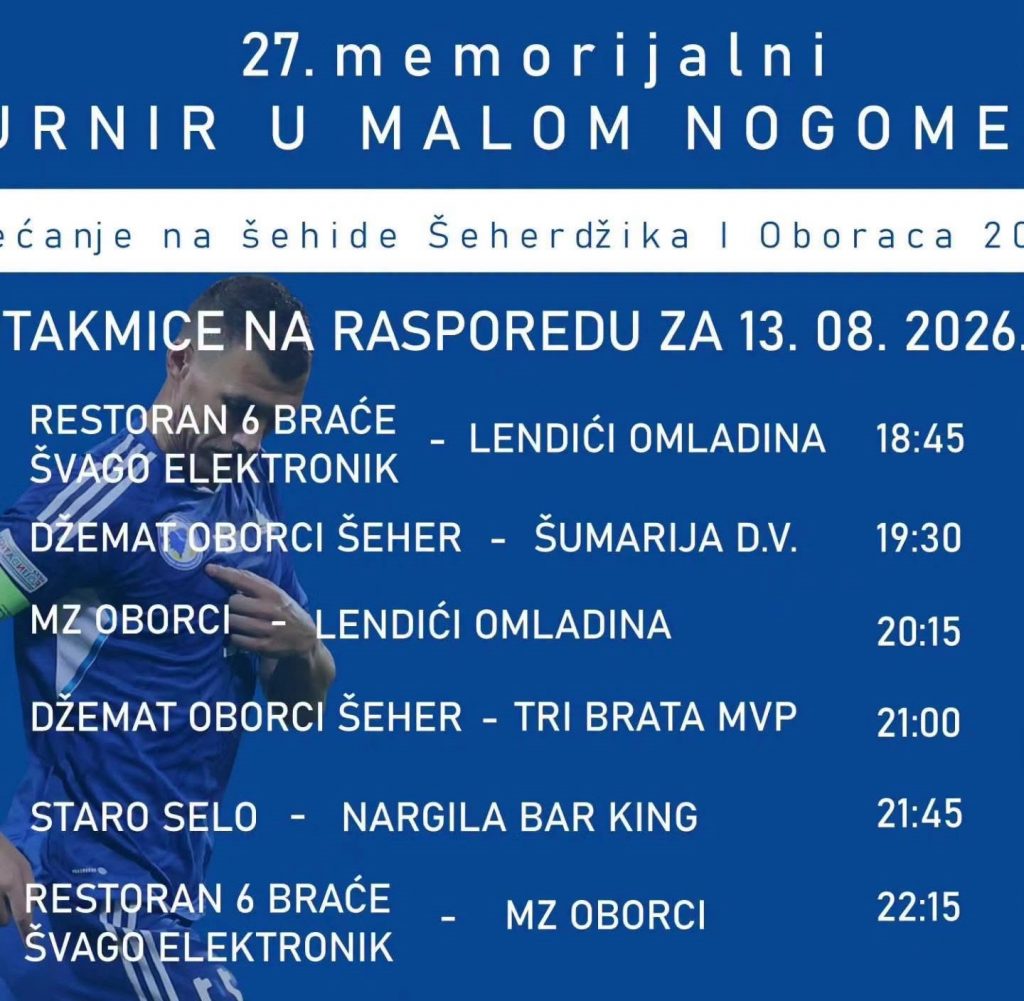 Donji Vakuf – Raspored utakmica i rezultati na 27.memorijalnom turniru u malom nogometu