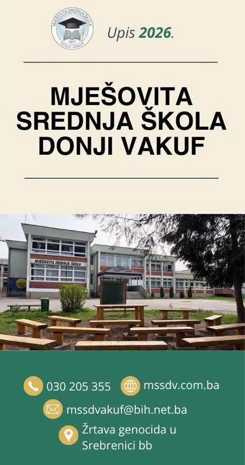 Donji Vakuf – MSŠ Donji Vakuf, treći upisni rok