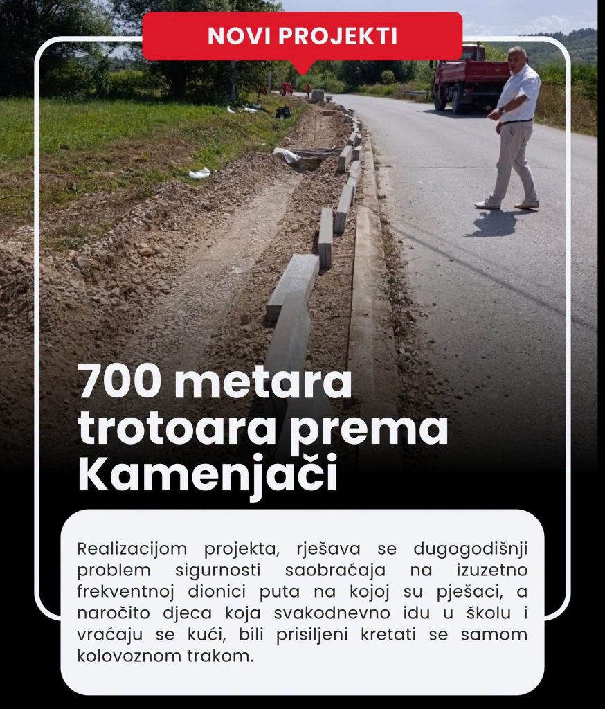Donji Vakuf – 700 metara trotoara prema Kamenjači
