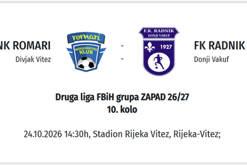 Donji Vakuf – Fudbaleri RADNIKA gostuju u Vitezu